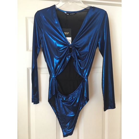 ZARA Cut Out Laminated Bodysuit S NWT - Picture 9 of 13